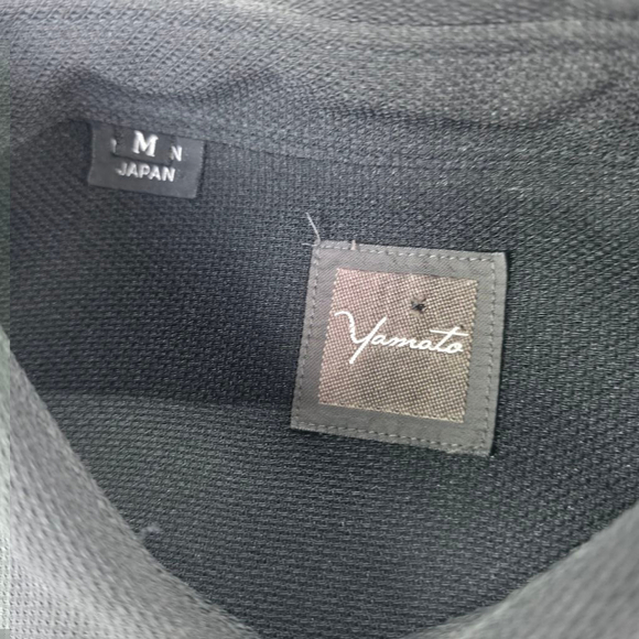 Yamato Japan Shirt Men M Black Textured Long Sleeve Minimalist Quiet Luxury - Picture 9 of 13